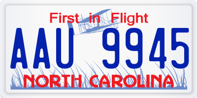 NC license plate AAU9945