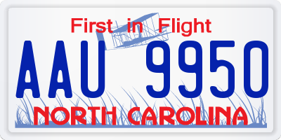 NC license plate AAU9950
