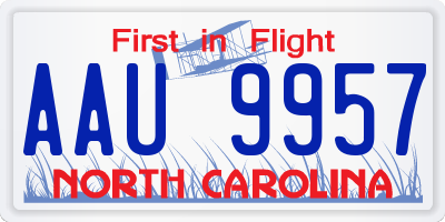 NC license plate AAU9957