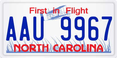 NC license plate AAU9967