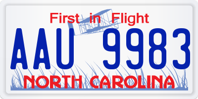 NC license plate AAU9983