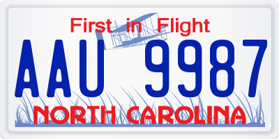 NC license plate AAU9987