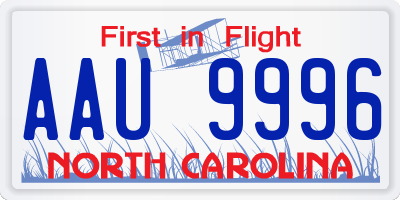 NC license plate AAU9996