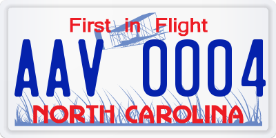 NC license plate AAV0004