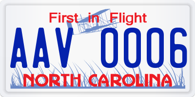 NC license plate AAV0006
