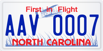 NC license plate AAV0007