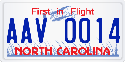 NC license plate AAV0014