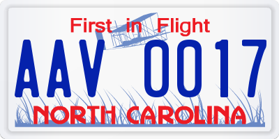 NC license plate AAV0017