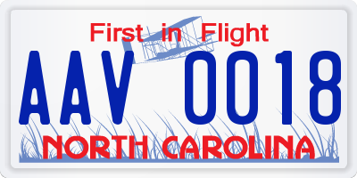 NC license plate AAV0018