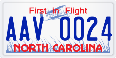 NC license plate AAV0024
