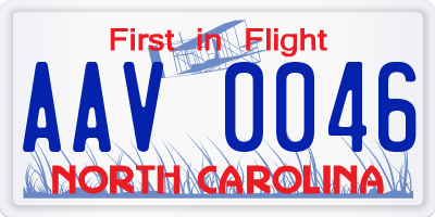 NC license plate AAV0046