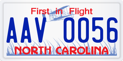 NC license plate AAV0056