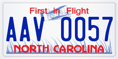 NC license plate AAV0057