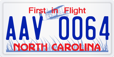 NC license plate AAV0064