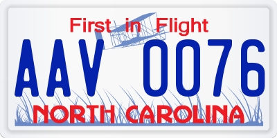 NC license plate AAV0076