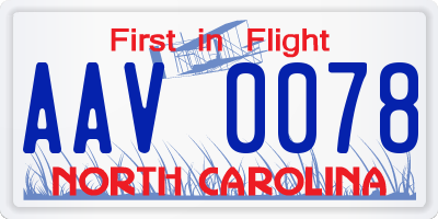 NC license plate AAV0078