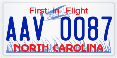 NC license plate AAV0087