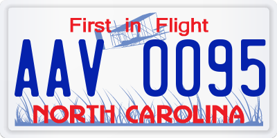 NC license plate AAV0095