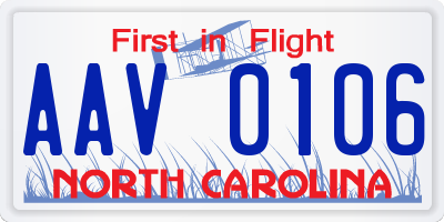 NC license plate AAV0106