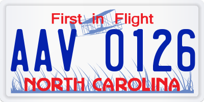 NC license plate AAV0126