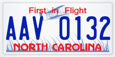 NC license plate AAV0132