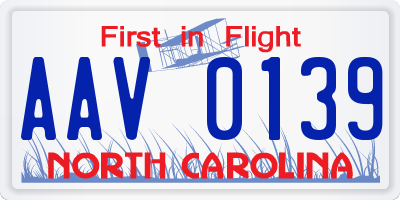 NC license plate AAV0139