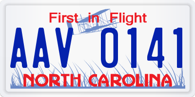 NC license plate AAV0141