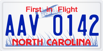 NC license plate AAV0142