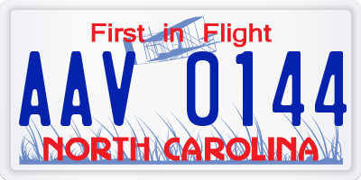 NC license plate AAV0144