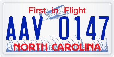 NC license plate AAV0147