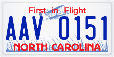NC license plate AAV0151
