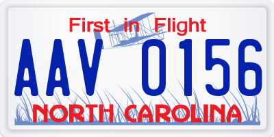 NC license plate AAV0156