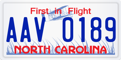 NC license plate AAV0189