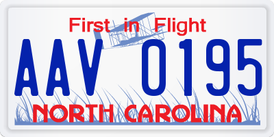 NC license plate AAV0195