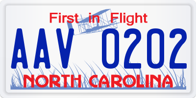 NC license plate AAV0202