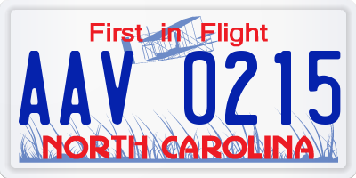 NC license plate AAV0215
