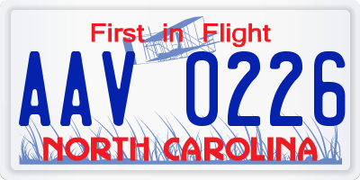 NC license plate AAV0226