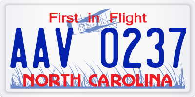 NC license plate AAV0237