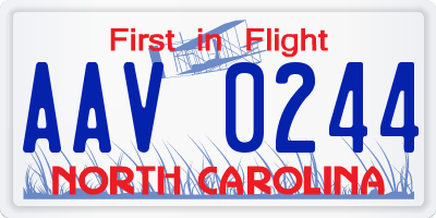 NC license plate AAV0244