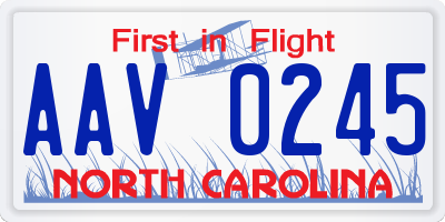 NC license plate AAV0245