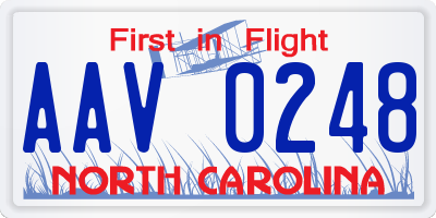 NC license plate AAV0248