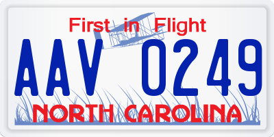 NC license plate AAV0249