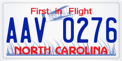 NC license plate AAV0276