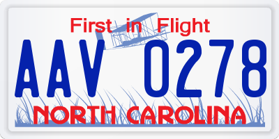 NC license plate AAV0278