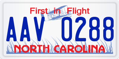 NC license plate AAV0288