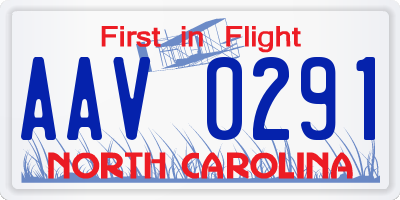 NC license plate AAV0291