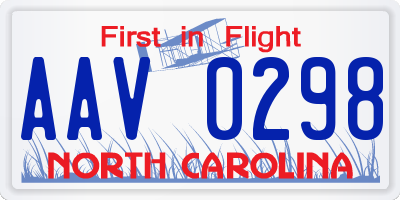 NC license plate AAV0298