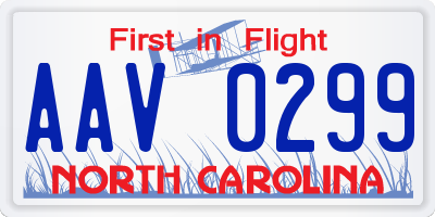 NC license plate AAV0299