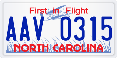 NC license plate AAV0315