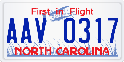 NC license plate AAV0317